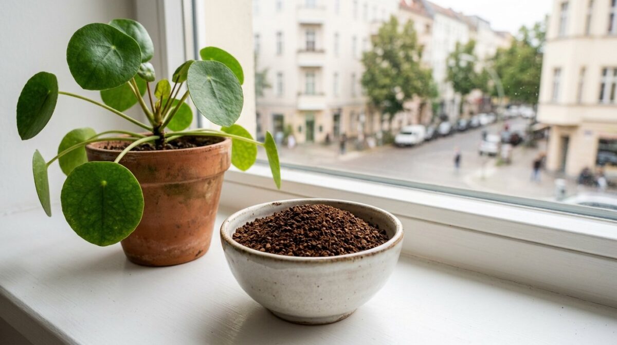 entdecken Sie, wie getrockneter Kaffeesatz auf Ihrer Fensterbank Insekten wirksam abwehrt und gleichzeitig kostenlos Ihre Pflanzen nährt