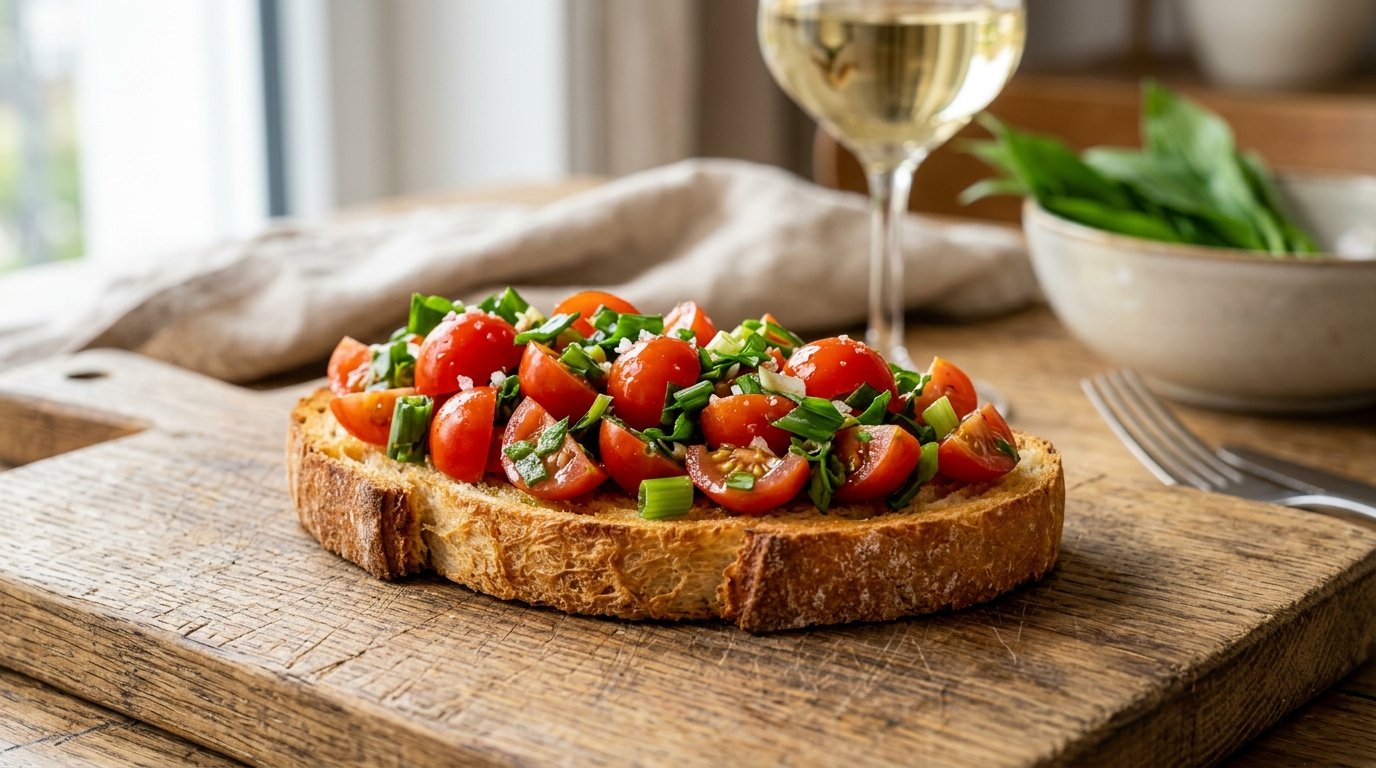 entdecken Sie, wie eine italienische Klassiker-Bruschetta durch ein geheimes April-Zutat aus deutschen Wäldern zu einem unvergesslichen Aperitif wird