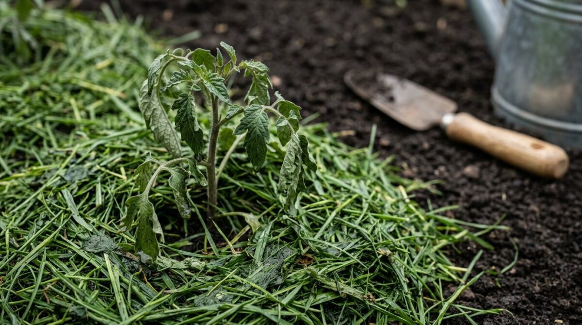 entdecken Sie, warum frischer Rasenschnitt junge Tomatenpflanzen zerstört und wie Sie Ihre Gemüsegärten richtig mulchen können