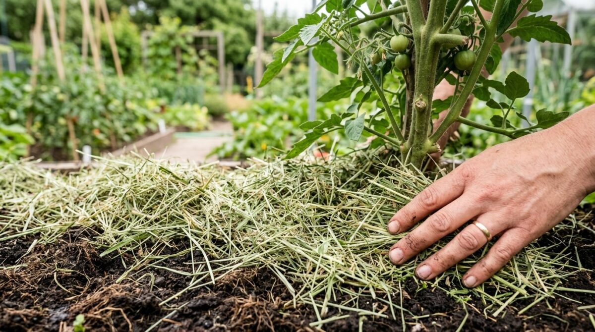 rasenschnitt als natürlicher mulch für tomaten senkt den wasserverbrauch um 50 prozent und schützt vor häufigen gärtnersfehlern