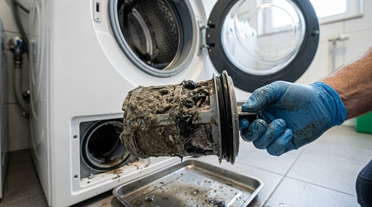 entdecken Sie, warum Marseiller Seife Ihre Waschmaschine beschädigt und wie Klempner fettige Ablagerungen im Filter finden