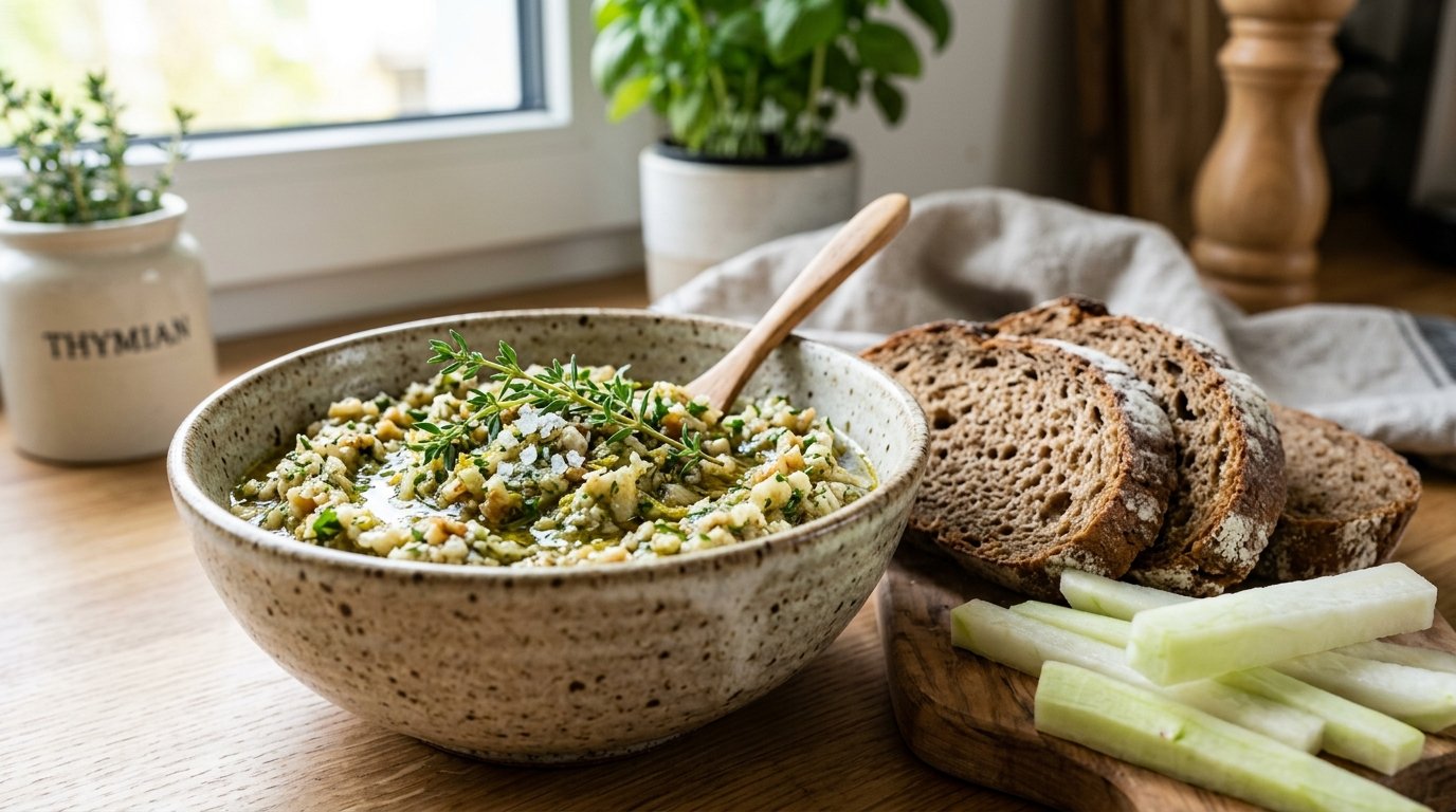 entdecken Sie die innovative Kohlrabi-Tapenade, die klassische mediterrane Rezepte neu erfindet und Ihre Gäste mit saisonalem Gemüse begeistert