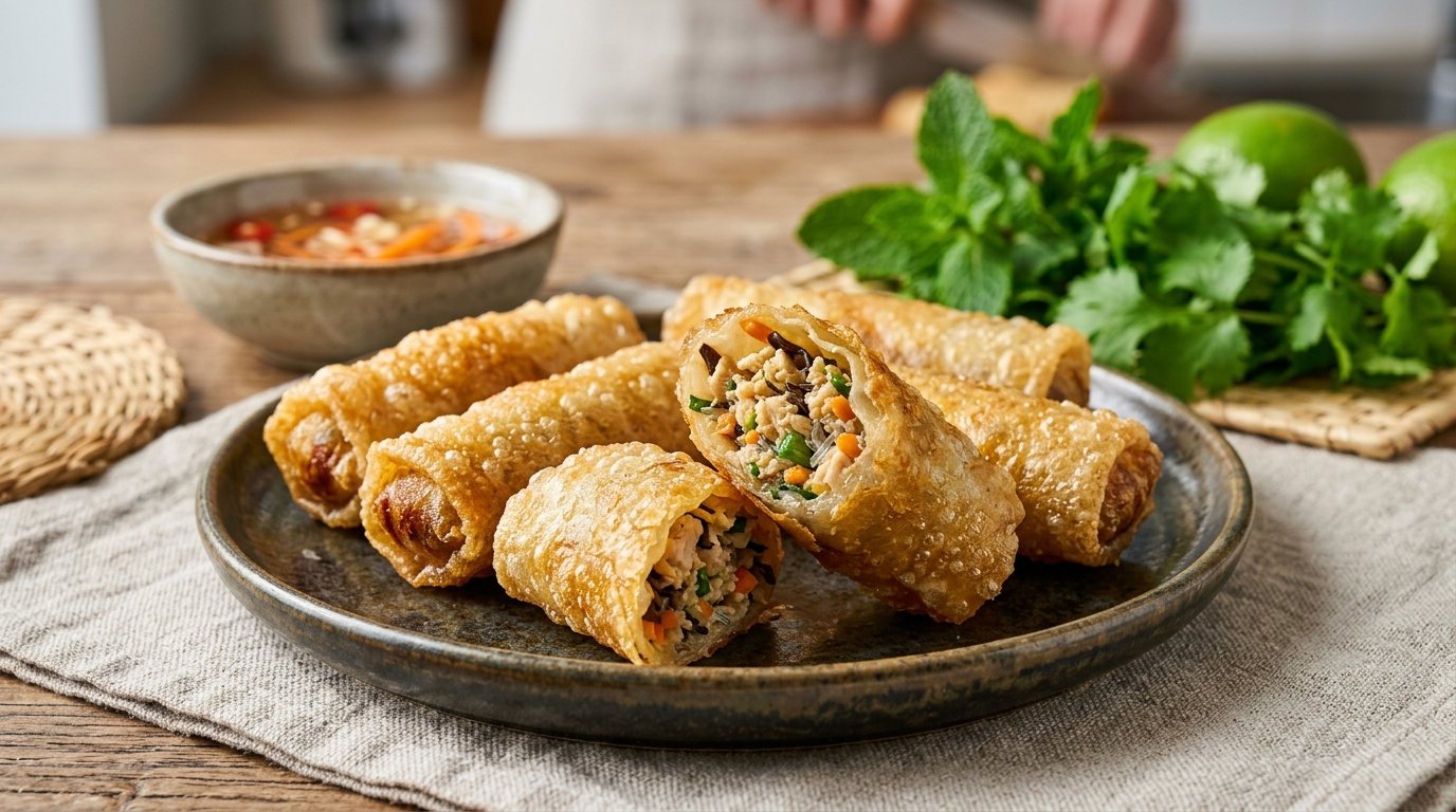 entdecken Sie das Geheimnis für knusprig-saftige Mini-Nems mit Huhn, die in Minuten vom Tisch verschwinden - einfach selber machen